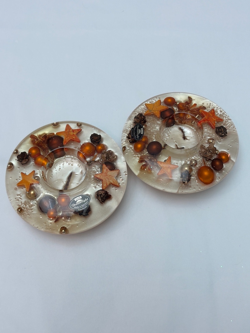 Gilde Dreamlight Germany Handblown Glass Tealight Candle Holders Fall Autumn